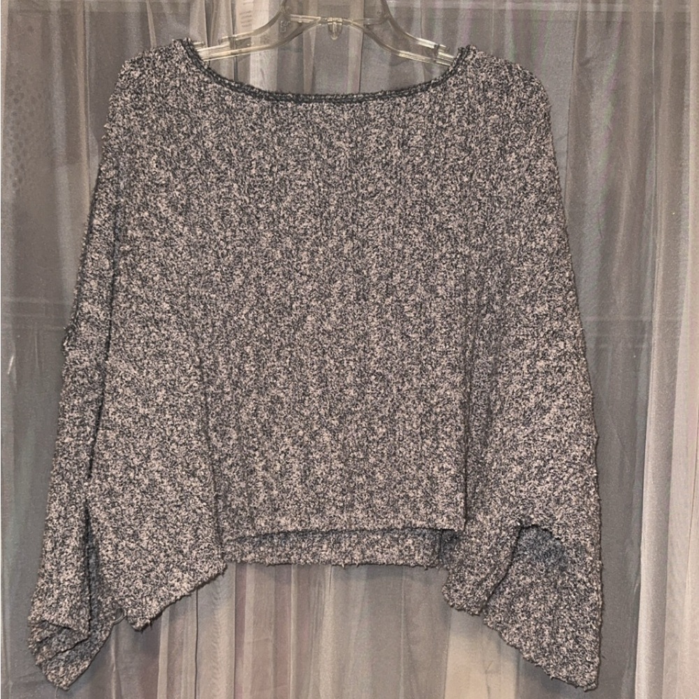 Free People Cozy Gray Textured Sweater